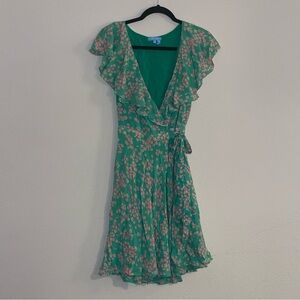 Draper James Ditsy Floral Wrap Dress Womens S Green Reese Witherspoon 3745